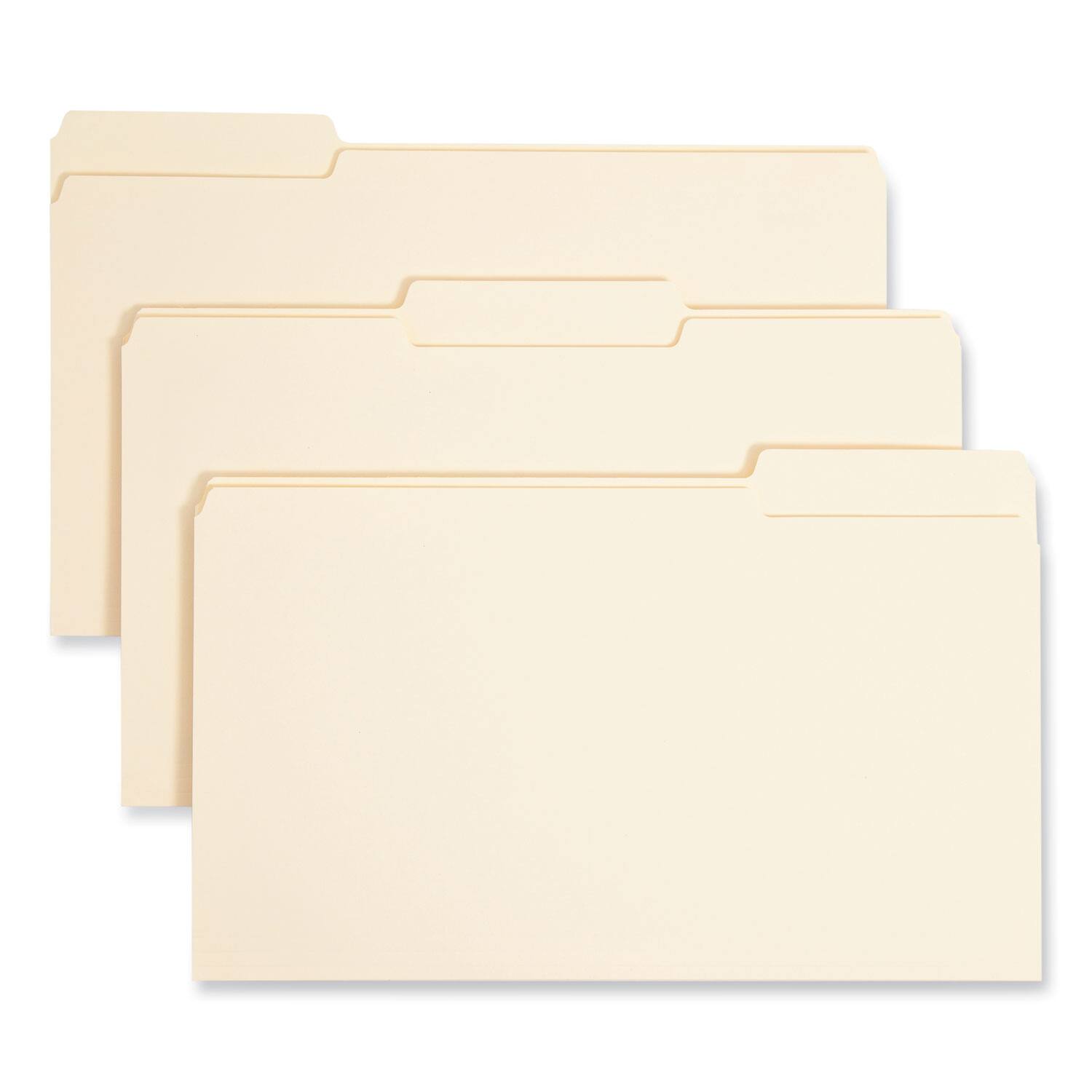 Front. Smead Manufacturing - Interior File Folders, 1/3-Cut Tabs: Assorted, Legal Size, 0.75" Expansion, Manila, 100/Box.