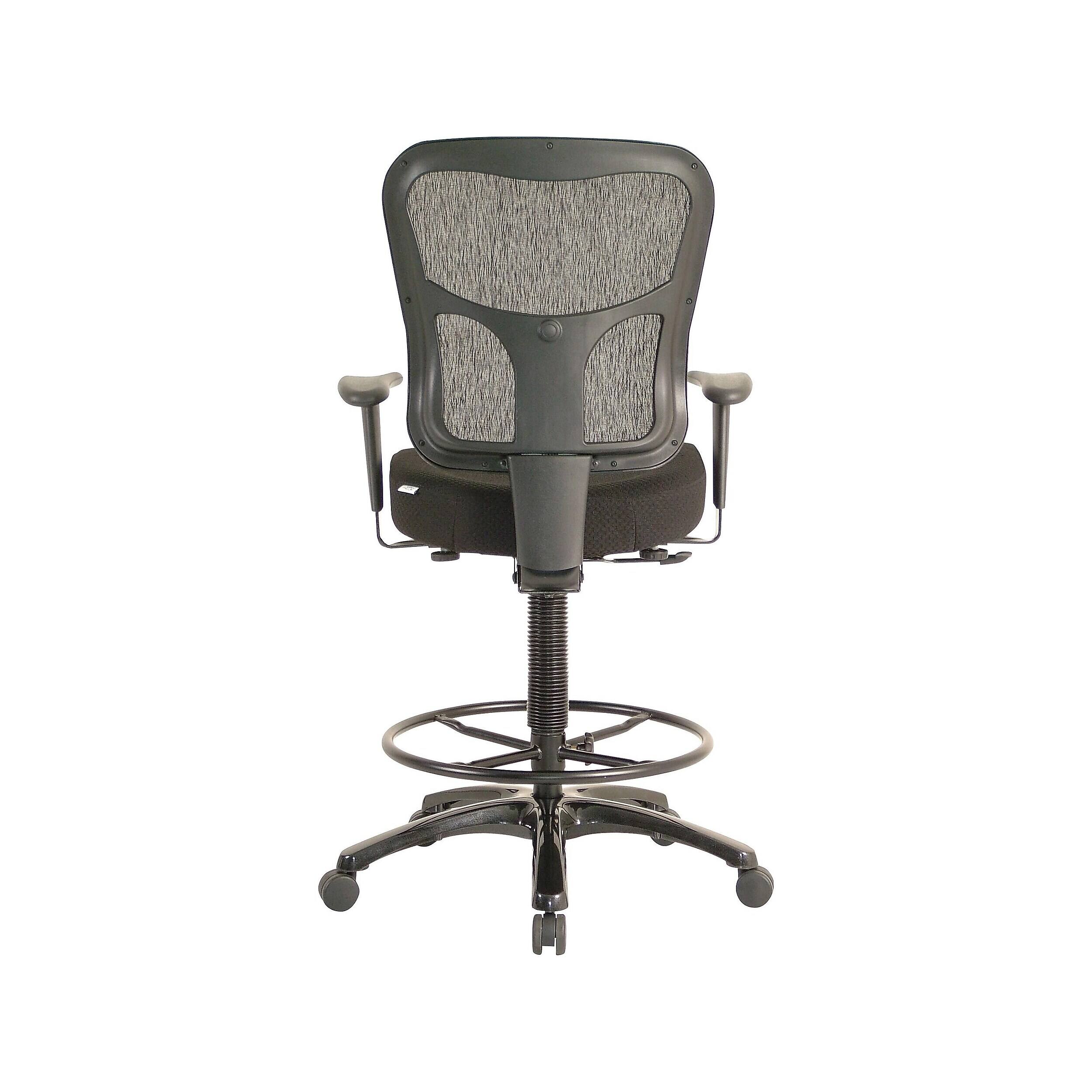 Alt View 2. Tempur-Pedic - Fabric Drafting Chair with Backrest and Footrest with Lumbar Support, Black (TP8200-BLACK) - Black.