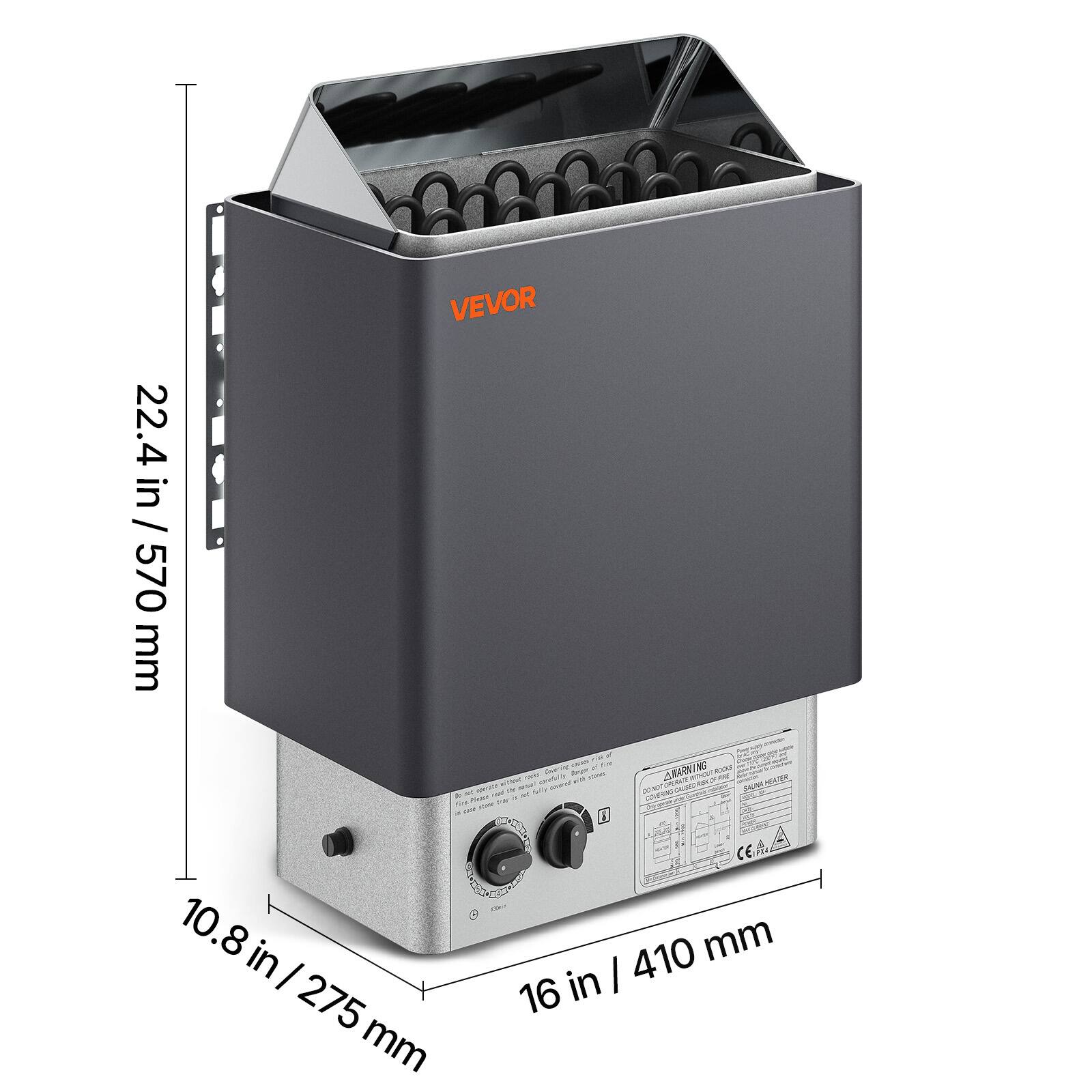 VEVOR in 22.4 / 22.4 in / 570 mm  
570 mm  
DO NOT place TW - sory 10.8 in/ 410 mm  
16 in / 410 mm