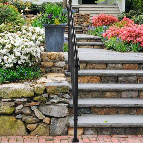 Alt View 10. Winado - Handrails Steps Stair Fits 4-5 Steps, Wrought Iron Hand Rail Stair Railing 1PC for Outdoor Concrete Porch Wooden Steps - Black.