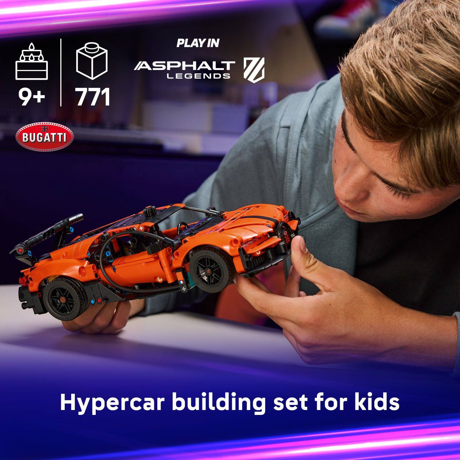 9+ PLAY IN ASPHALT LEGENDS 771 + BUGATTI Hypercar building set for kids