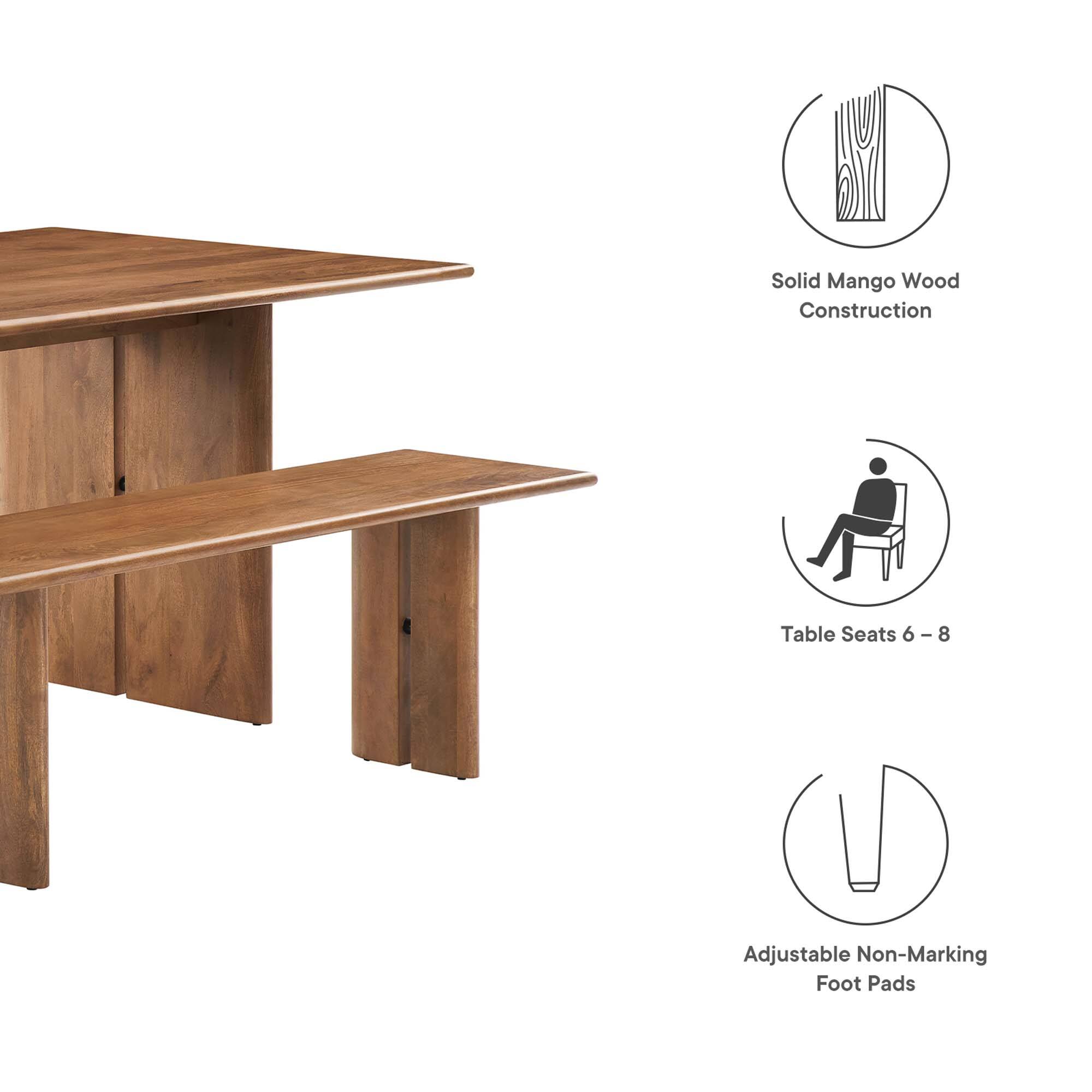 Solid Mango Wood Construction  
Table Seats 6-8  
Adjustable Non-Marking Foot Pads
