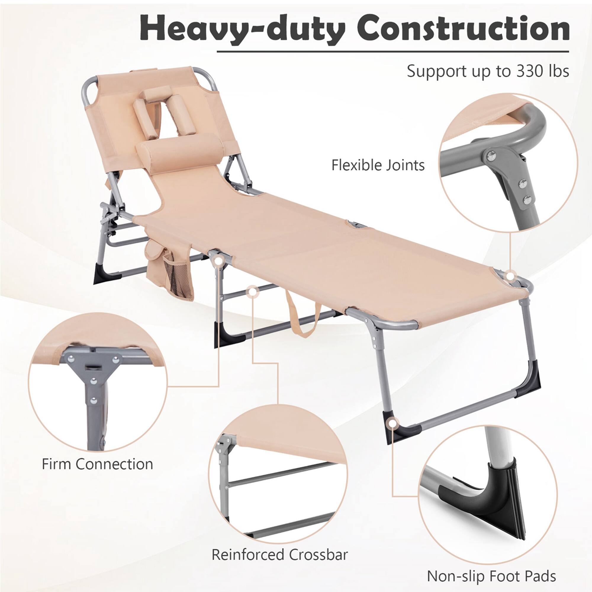 Heavy-duty Construction
Support up to 330 lbs
Flexible Joints
Firm Connection
Reinforced Crossbar
Non-slip Foot Pads