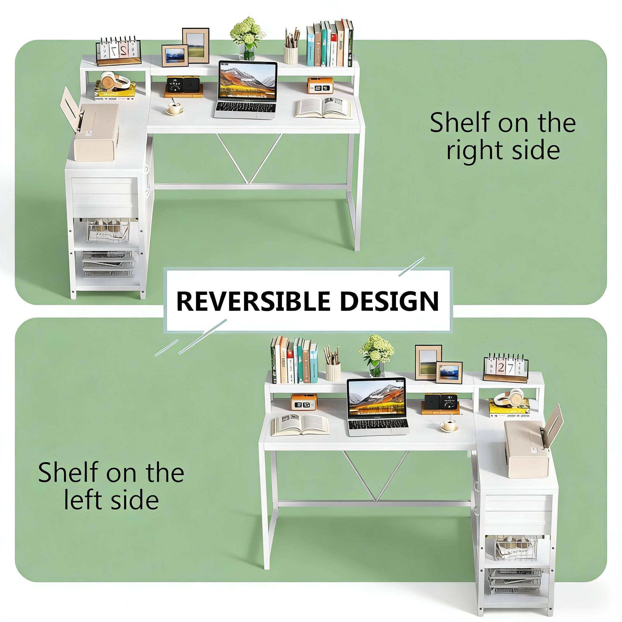7 2 Shelf on the right side  
REVERSIBLE DESIGN  
2 7 Shelf on the left side