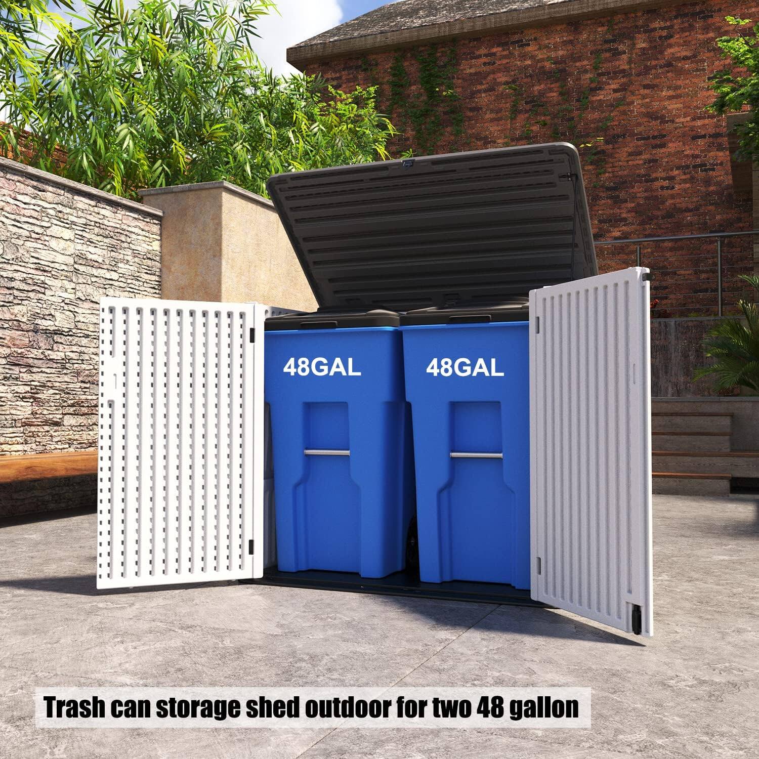 48GAL  
48GAL  

Trash can storage shed outdoor for two 48 gallon