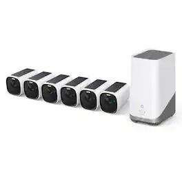 eufy - eufyCam E40 6 Cam& Homebase S380, 2K MaxColor Night Vision,Solar Security Camera,No Monthly Fee - White