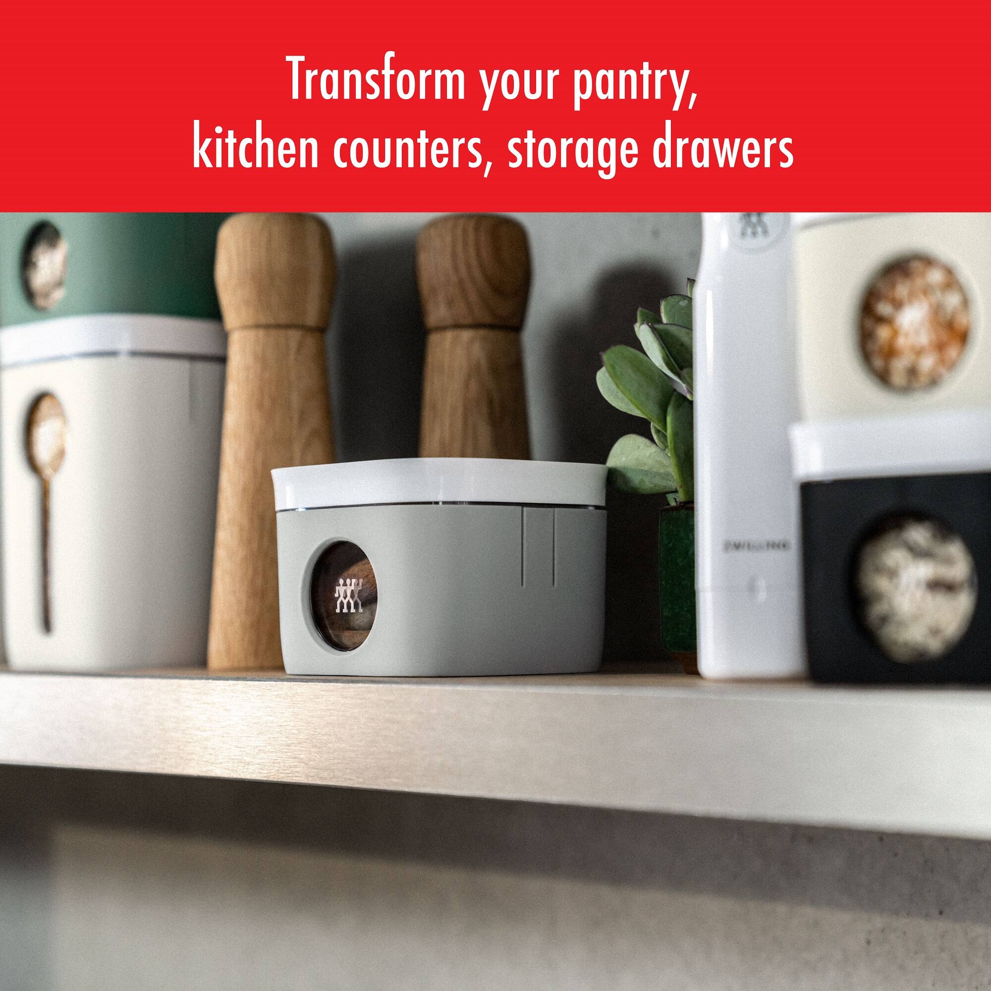 Transform your pantry, kitchen counters, storage drawers