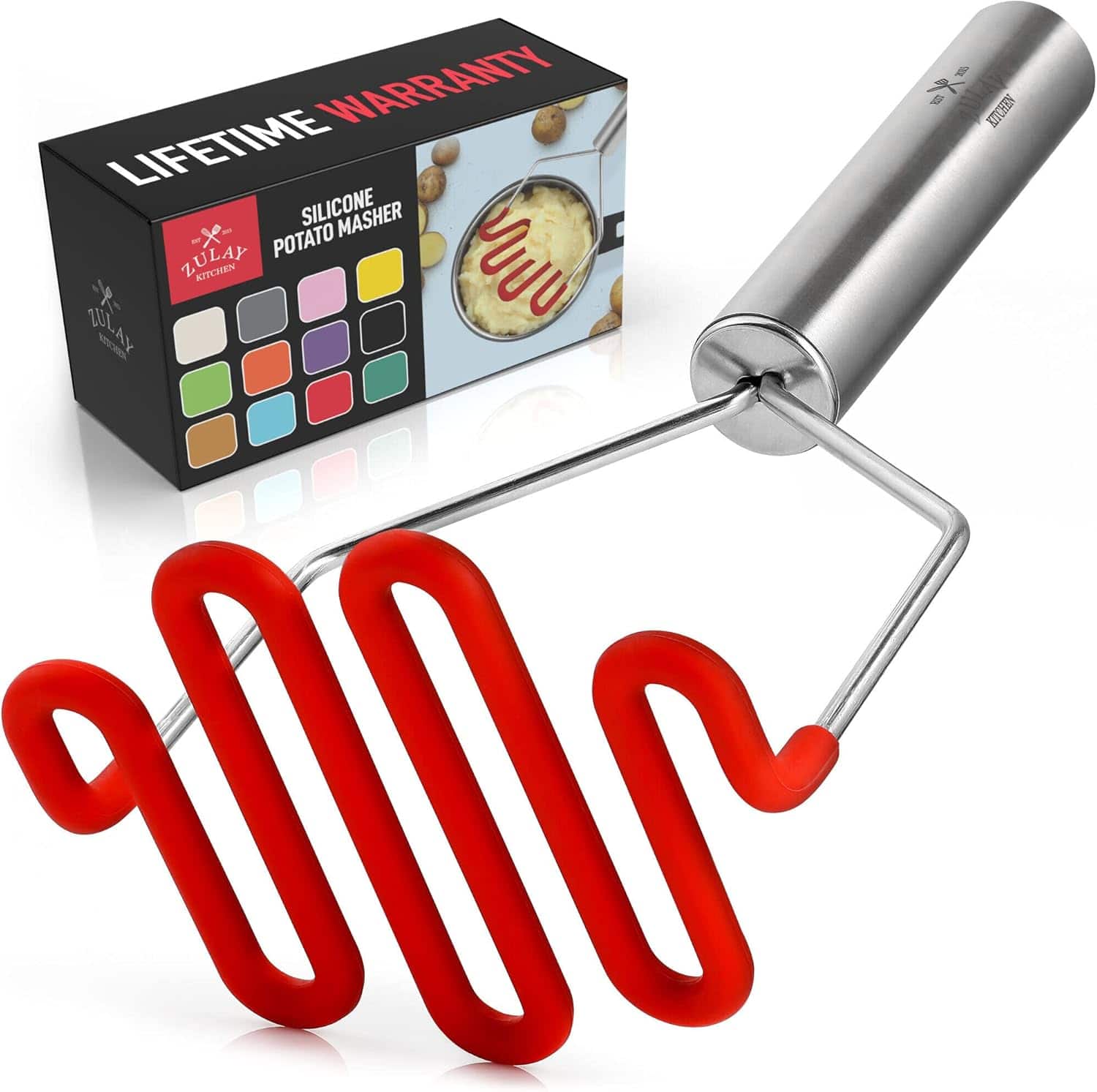 LIFETIME WARRANTY  
SILICONE POTATO MASHER  
ZULAP KITCHEN