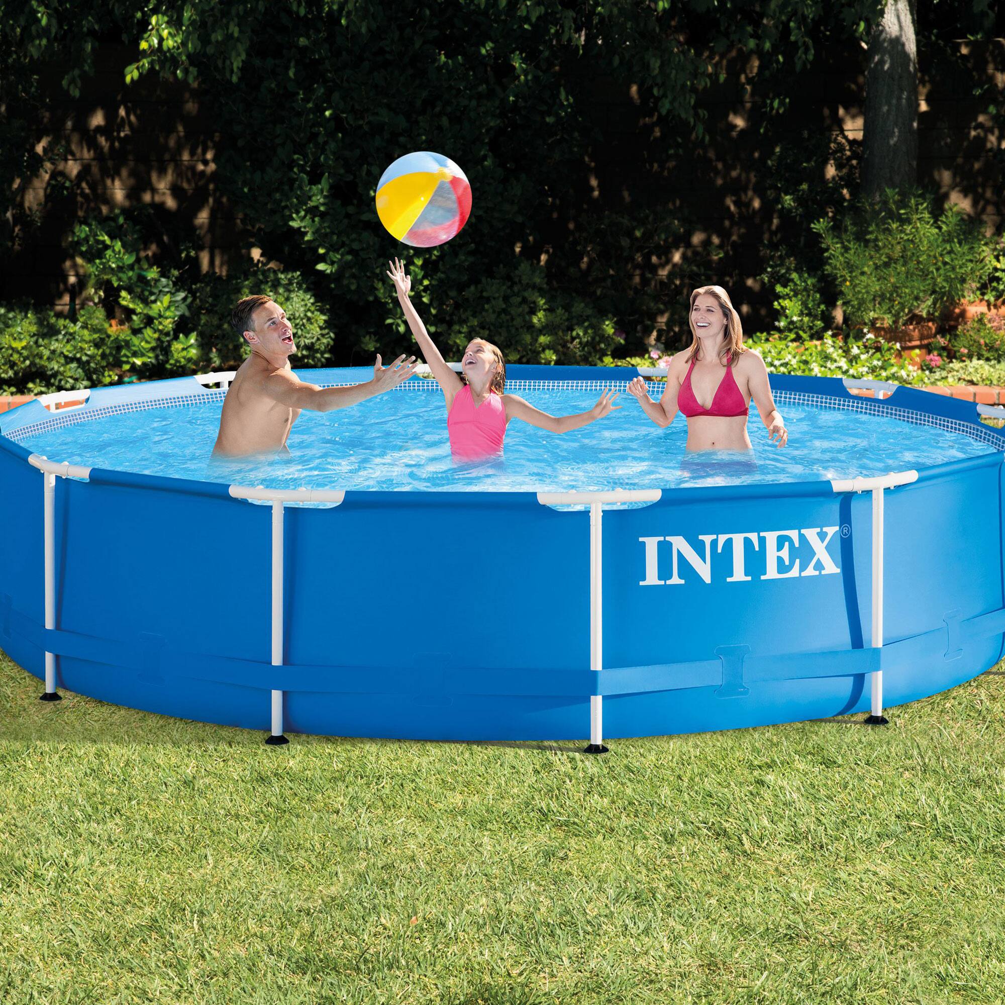 Alt View 20. Intex - Metal Frame Round Above Ground Swimming Pool with Pump.