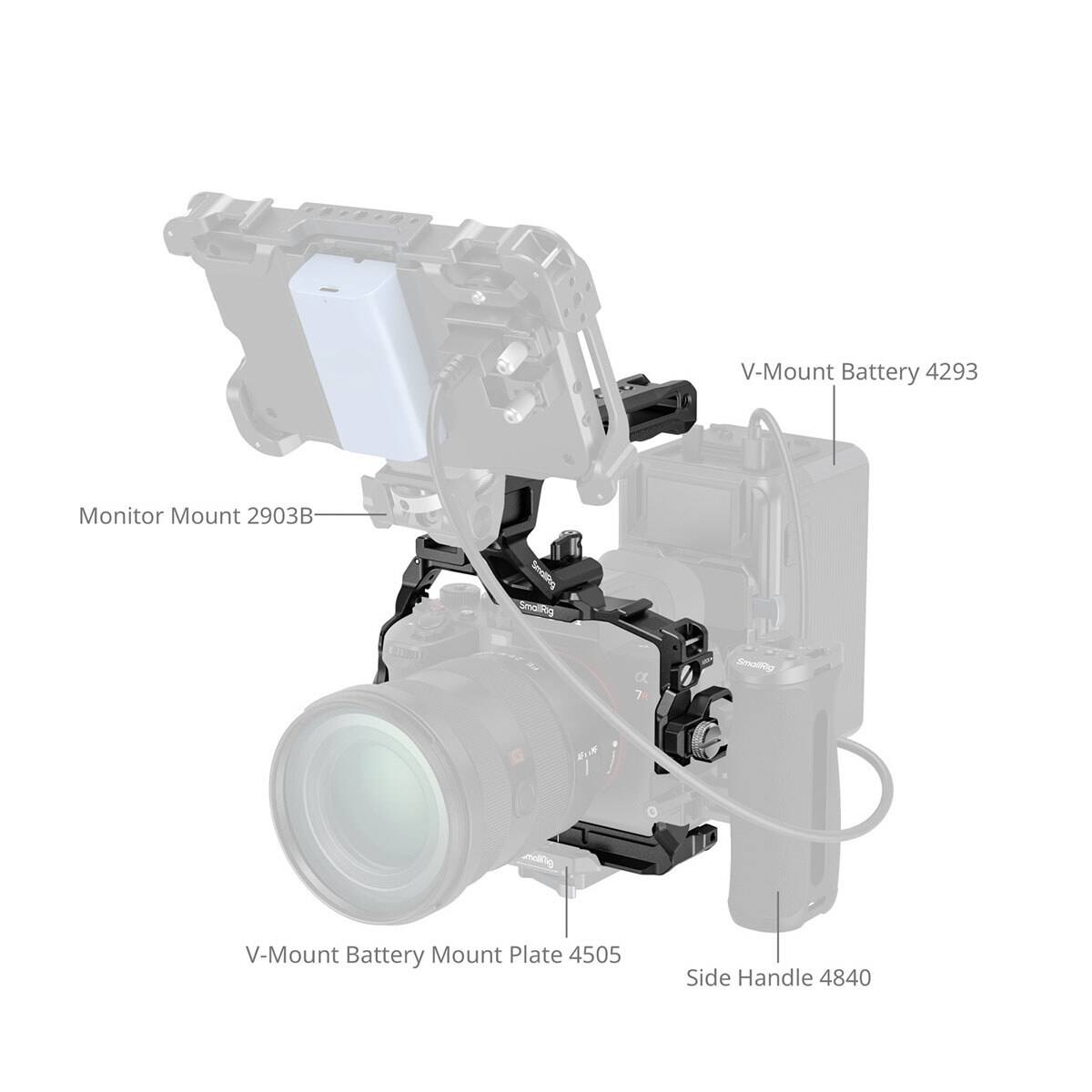 V-Mount Battery 4293  
Monitor Mount 2903B  
SmallRig  
V-Mount Battery Mount Plate 4505  
Side Handle 4840