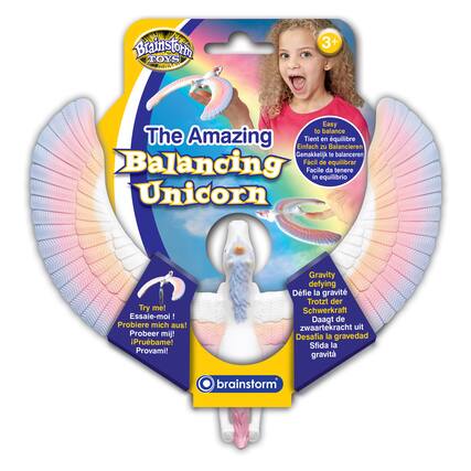 Brainstorm TOYS 3+ Easy to balance The Amazing Balancing Unicorn Try me! Probeer mij! iPrubame! Provami! Gravity defying Dfie la gravit Trotzt der Schwerkraft Daagt de zwaartekracht uit Desafia la gravedad Sfida la gravit brainstorm