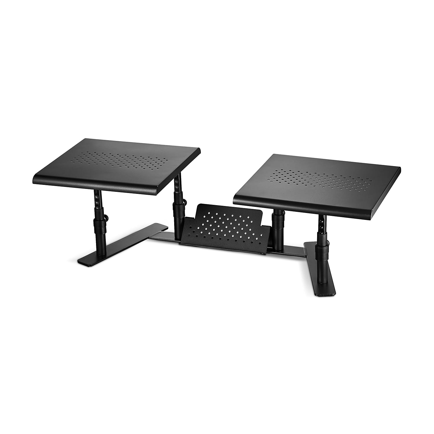 Front. Staples TECH - Staples TECH Adjustable Dual Monitor Stand, Up to 24" Monitors, Black (51230) - Black.