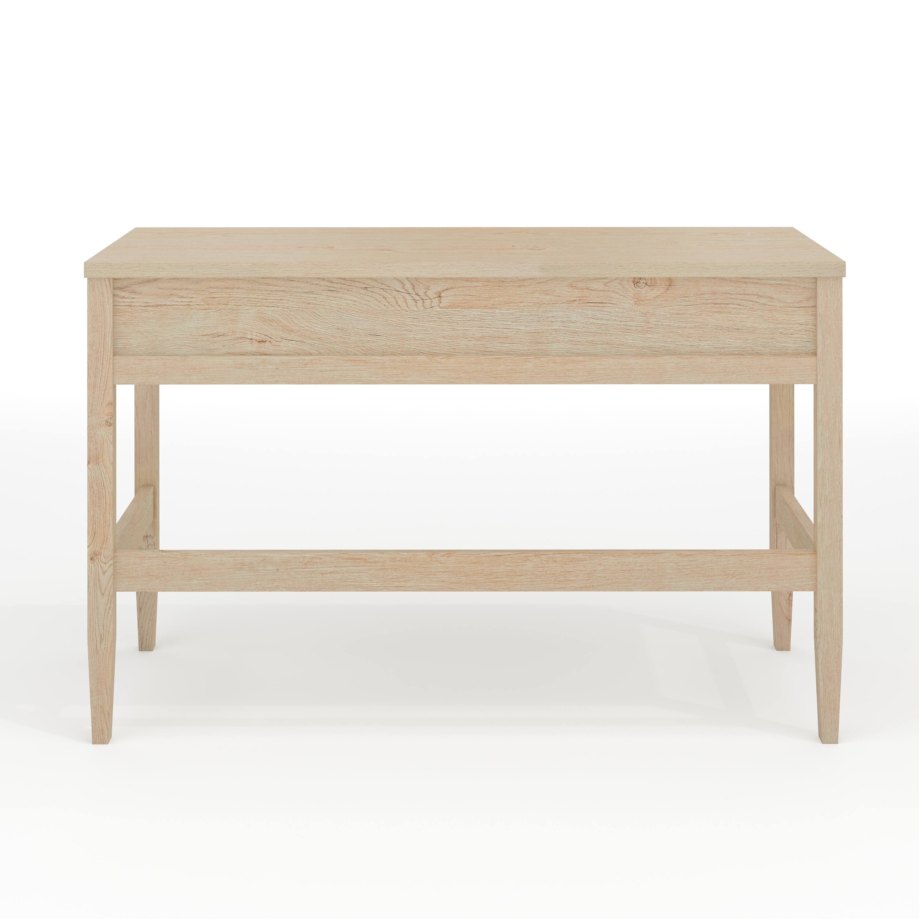 Alt View 8. Martha Stewart - Rhett Writing Desk with 3 Drawers and Tapered Legs - Light Natural Frame/Antique Bronze Hardware.