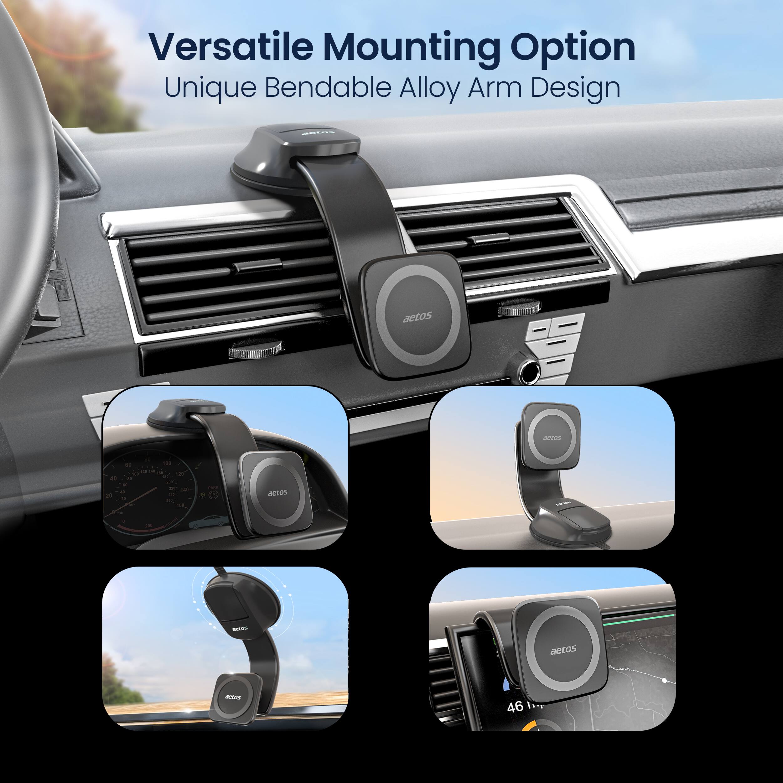 Versatile Mounting Option  
Unique Bendable Alloy Arm Design