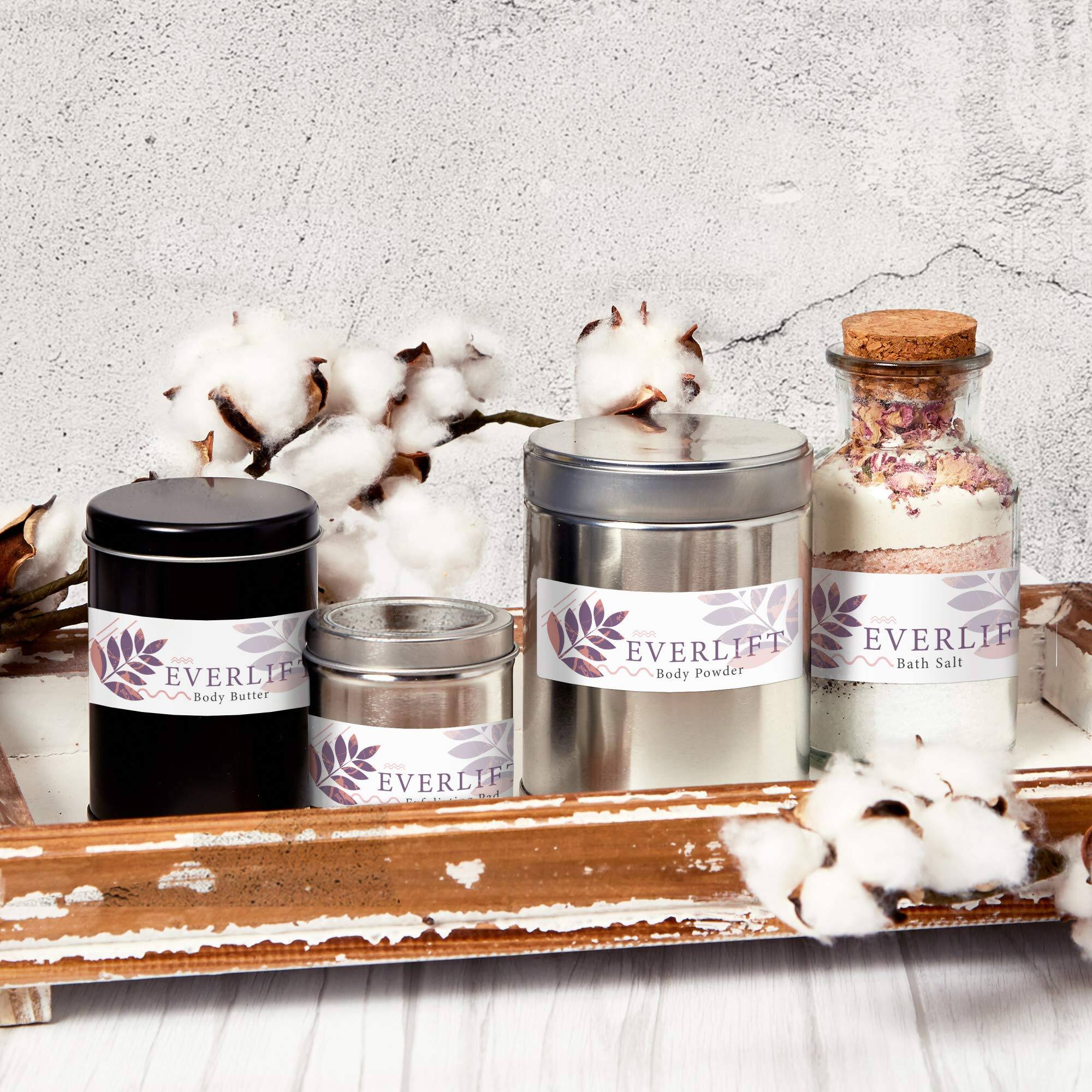 An EVERLIFT Body Butter, EVERLIFT Bath Salt, EVERLIFT Body Powder