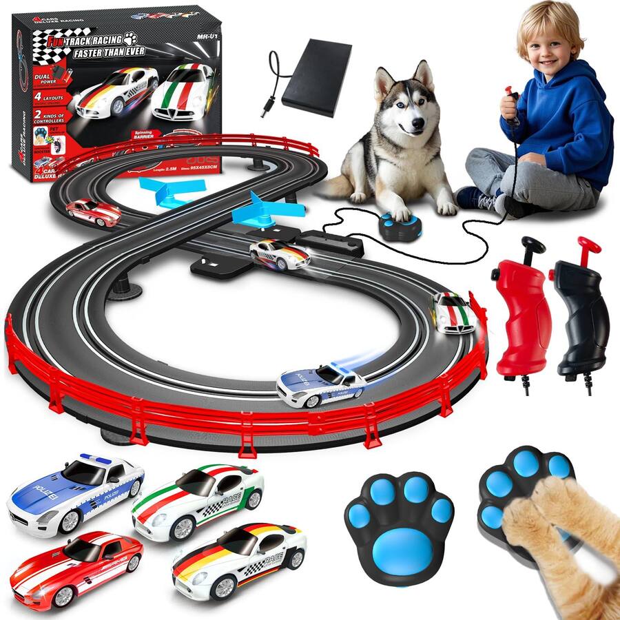 Leash Valley Agm Masetch Slot Car Racing Track Set With 4 Cars Or ...