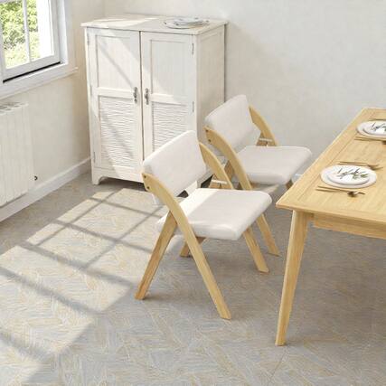 Front. Hivvago - Folding Chairs with Sturdy Rubberwood Support - Set of 2 - Natural.