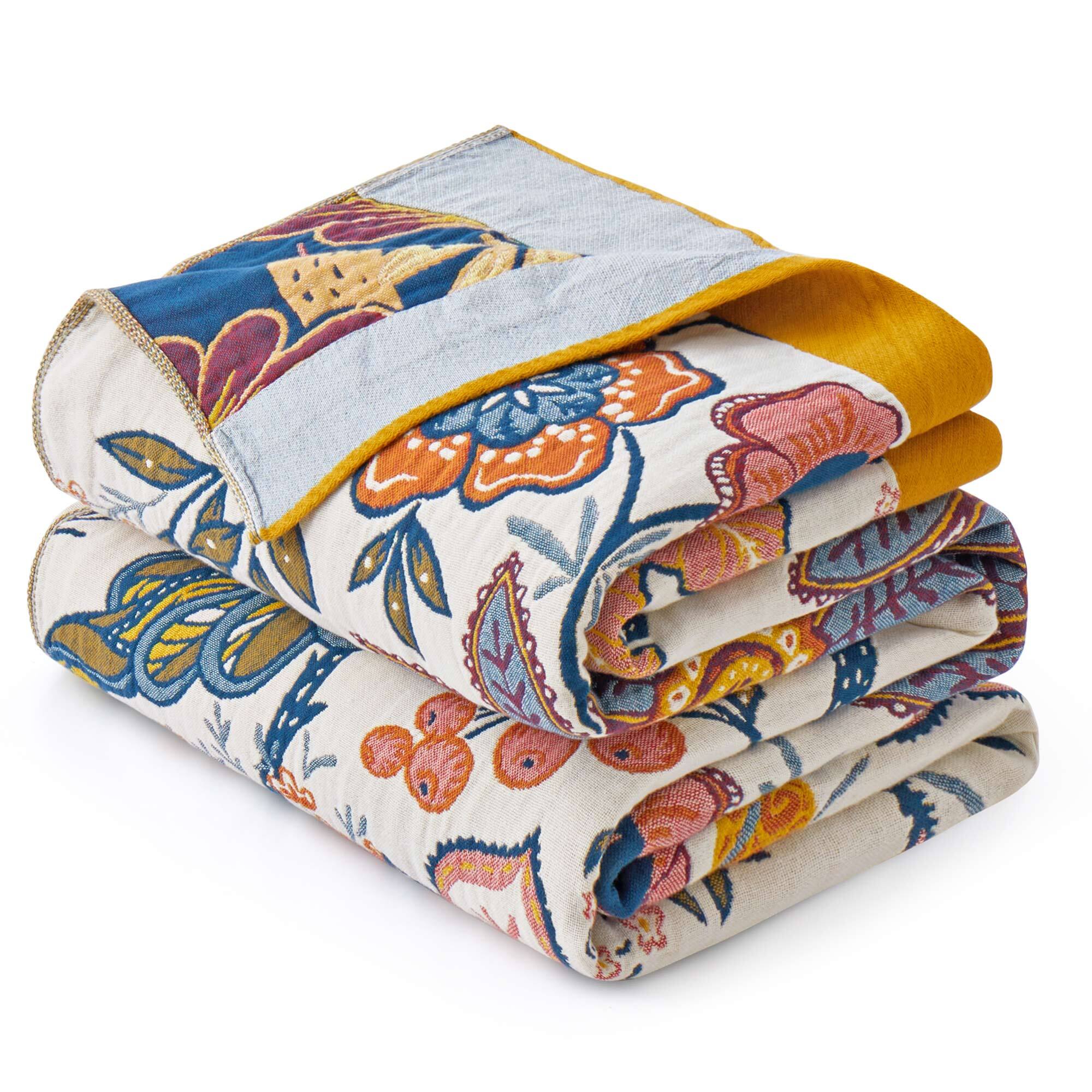 Back. Peace Nest - Peace Nest 100% Cotton Boho Throw Blanket Rustic Home Decor Damask Design, Damask, 60x80 inches - Damask.