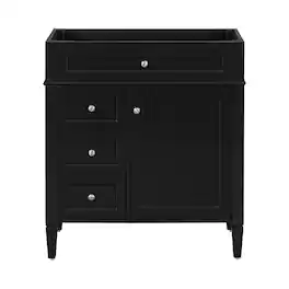 Boyel Living - 30 Inch Bathroom Vanity Cabinet Only No Sink Green 2 Drawers and Tip Out DrawerBlack - Black