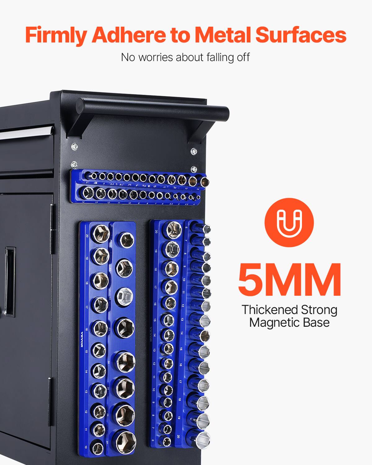 Firmly Adhere to Metal Surfaces  
No worries about falling off  

5MM  
Thickened Strong Magnetic Base