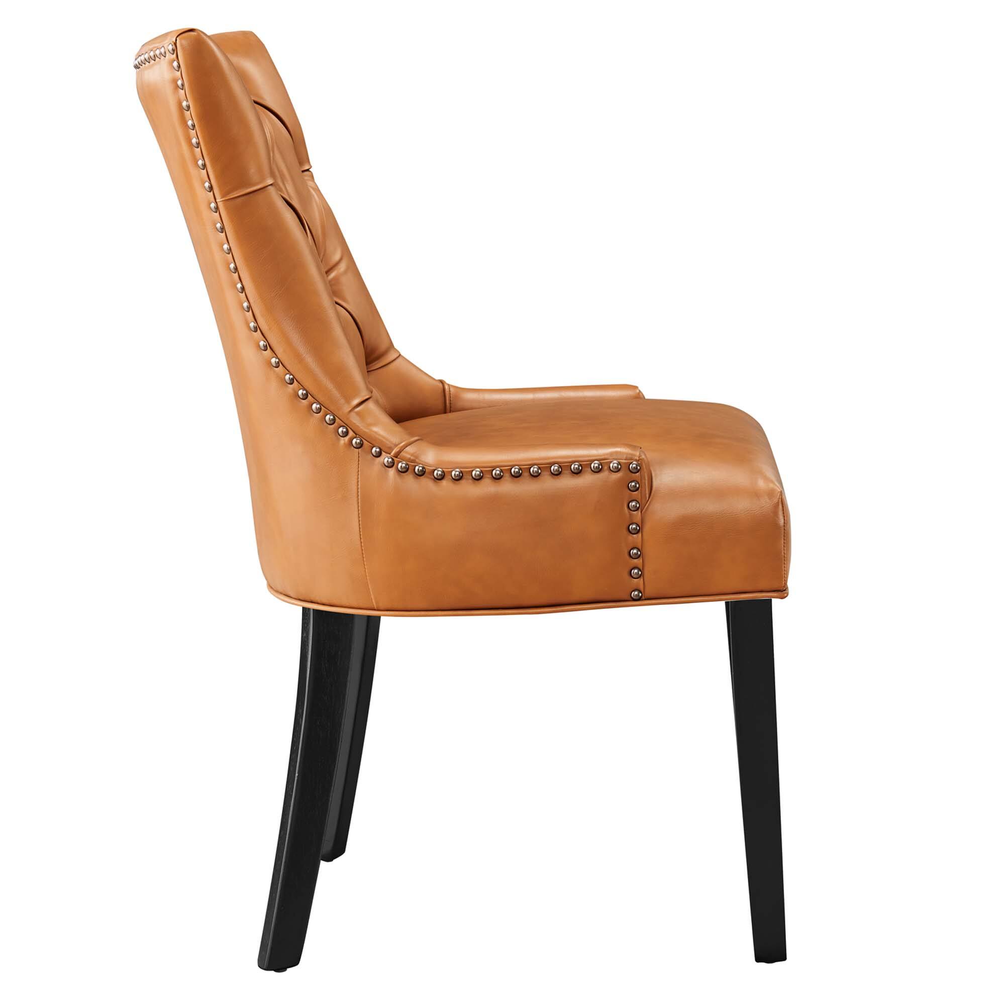 Left. Modway - Regent Tufted Vegan Leather Dining Chair by Modway - Brown.