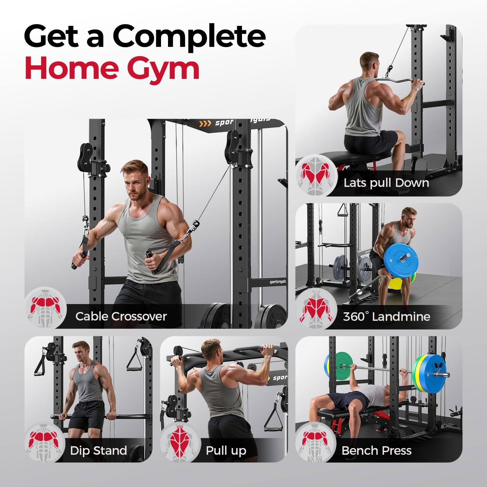 Get a Complete Home Gym

- Lats pull Down
- Cable Crossover
- 360° Landmine
- Dip Stand
- Pull up
- Bench Press