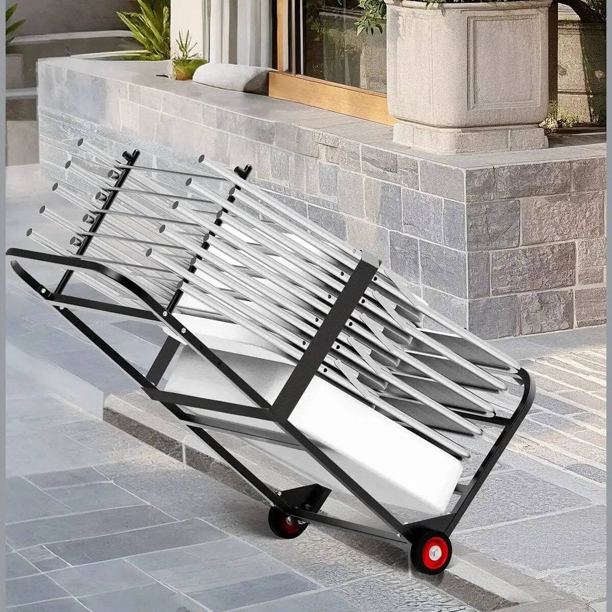 Left. VEVOR - Push-Style Folding Chair Cart, Holds 10 Chairs, 100 lb Capacity - Black.