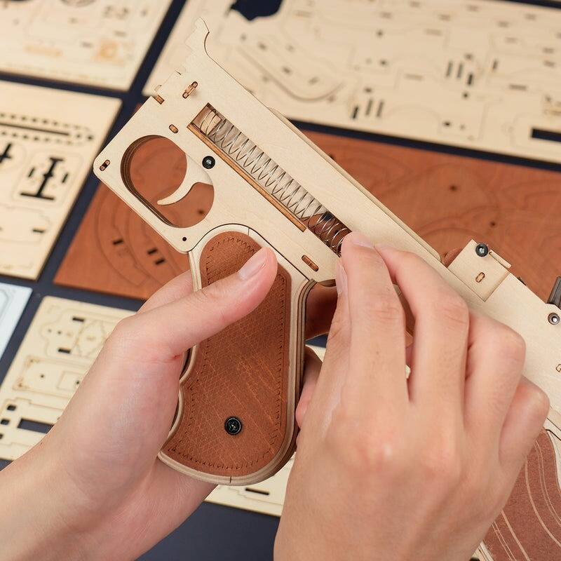 Alt View 9. ROKR - ROKR 3D Wooden Puzzles Rubber Band Toy Tommy Model Kits to Build Hobbies for Men-Gift Idea for Christmas LQB01.