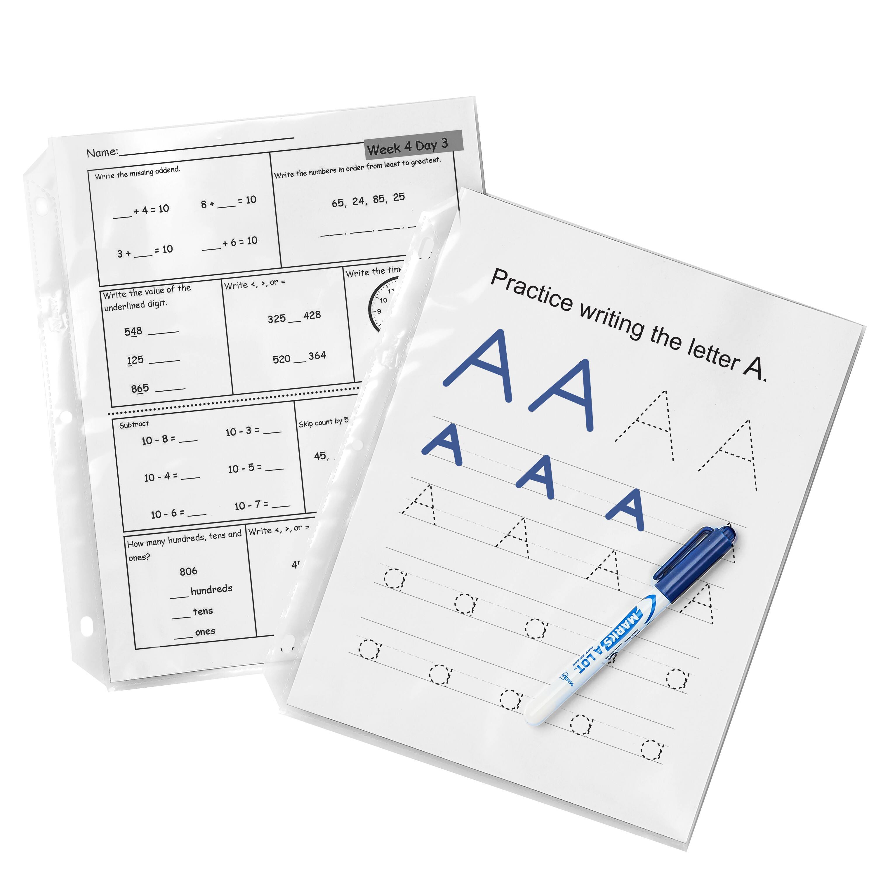 Name:  
Week 4 Day 3  

Write the missing addend.  
____ + 4 = 10  
8 + ____ = 10  
3 + ____ = 10  
____ + 6 = 10  

Write the numbers in order from least to greatest.  
65, 24, 85, 25  

Write the value of the underlined digit.  
548  
125  
865  

Write <, >, or =.  
325 ____ 428  
520 ____ 364  

Subtract  
10 - 3 = ____  
10 - 4 = ____  
10 - 5 = ____  
10 - 6 = ____  
10 - 7 = ____  

Skip count by 5  
45, ____  

How many hundreds, tens, and ones?  
806  
____ hundreds  
____ tens  
____ ones  

Write <, >, or =.  
4' ____  

Practice writing the letter A.