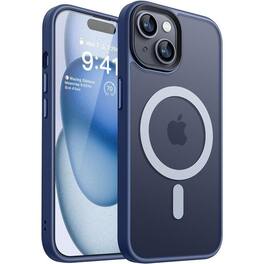 Entronix - Magnetic Phone Case for iPhone 14 Plus - Translucent Frosted Matte Finish - Navy Blue