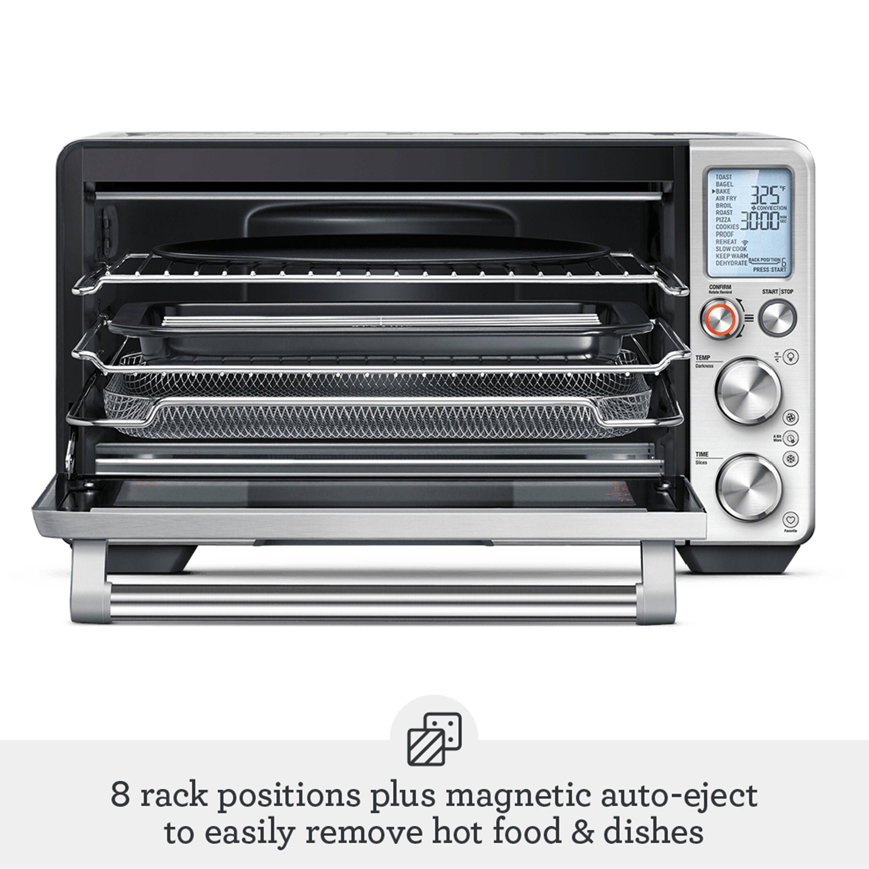 8 rack positions plus magnetic auto-eject to easily remove hot food & dishes
