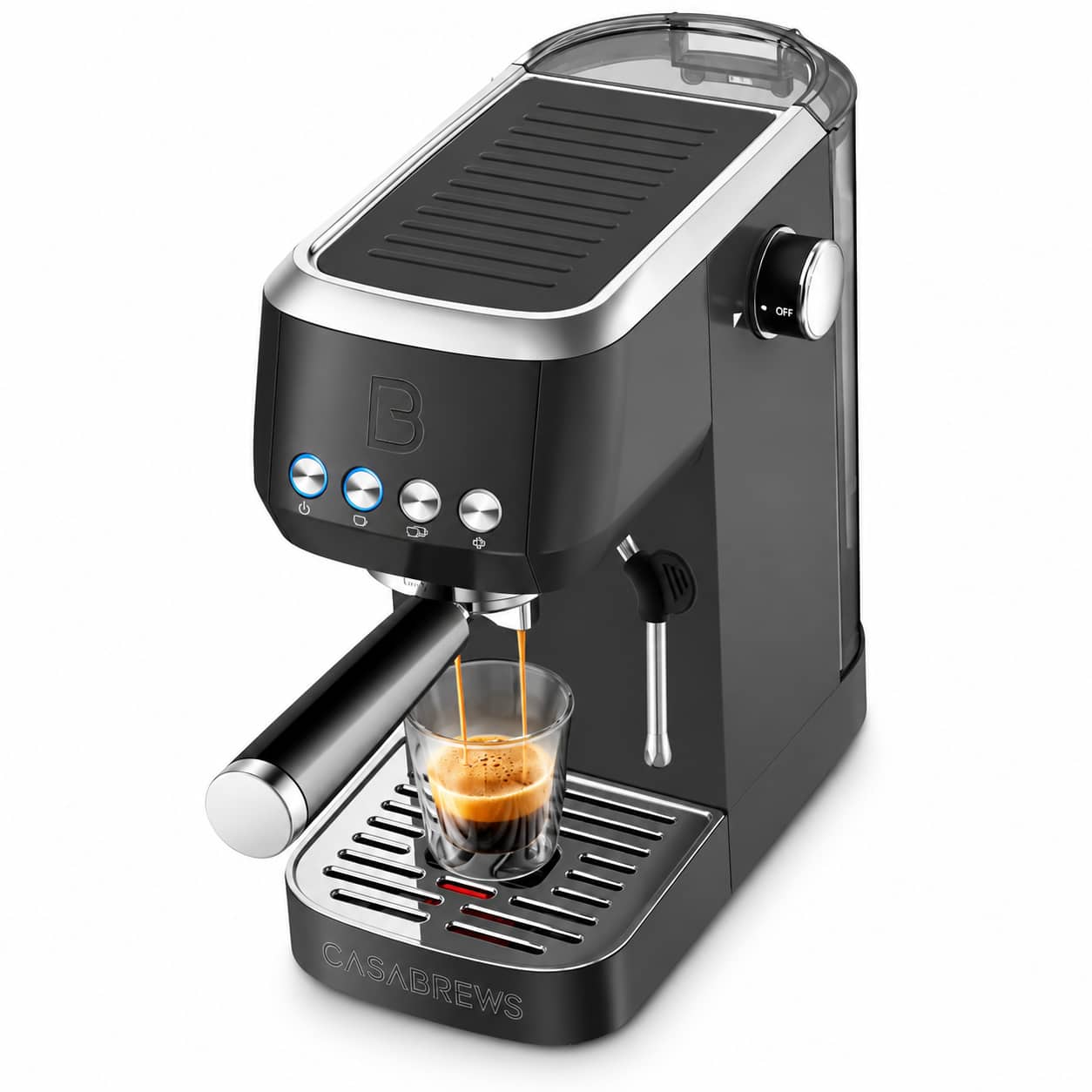 Casabrews - 3700 Essential Espresso Machine, 20 Bar Coffee Maker with PID Temperature Control, Pre-Infusion, Steam Wand - Black