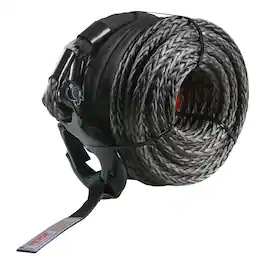 VEVOR - Synthetic Winch Rope, 3/8 Inch x 85 Feet 26,500 lbs Synthetic Winch Line Cable Rope with Protective Sleeve - Black;Orange