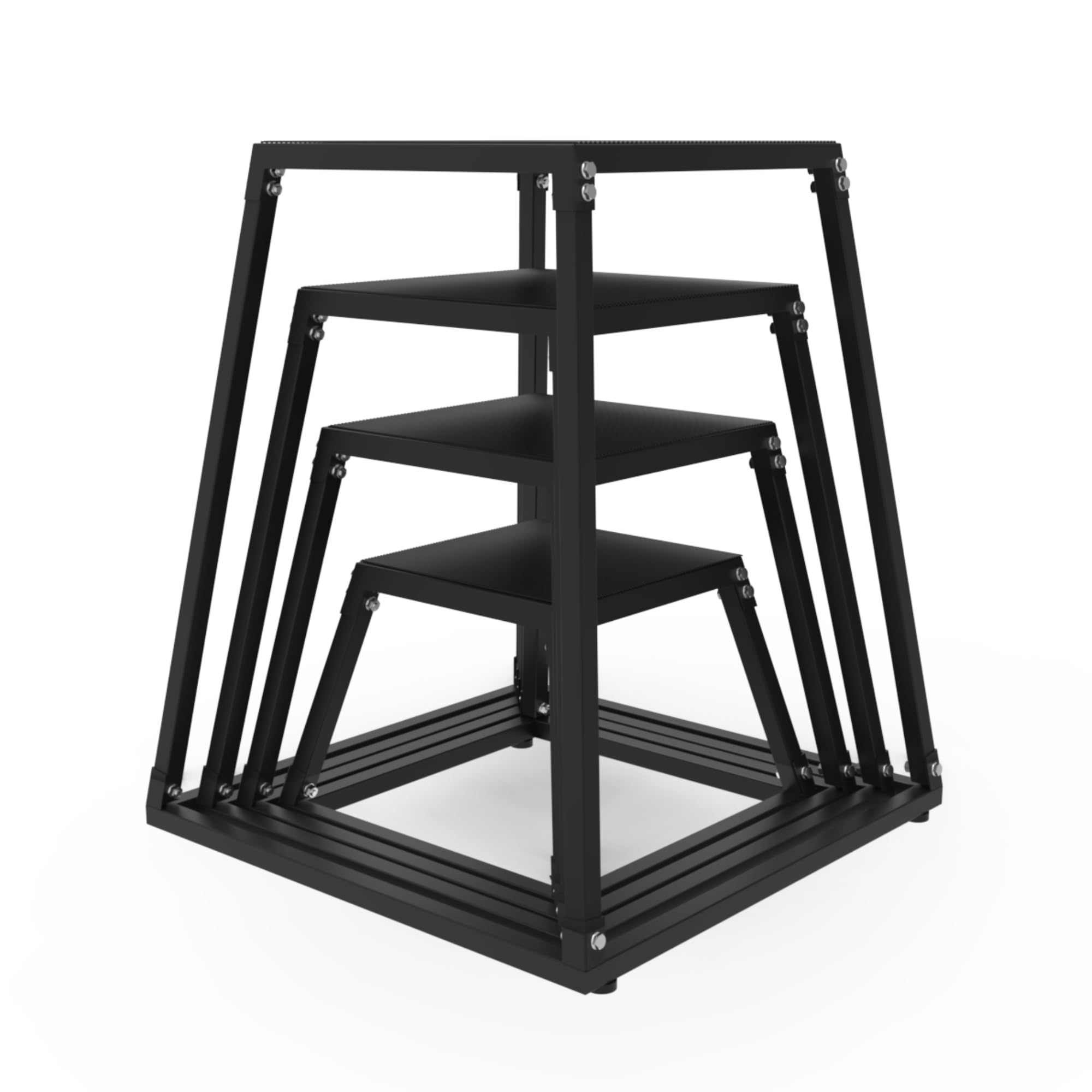 Left. TROPOW - 12/18/24/30 Inch Steel Plyometric Jumping Box, Anti-Slip Step Platform Jump Box - black.