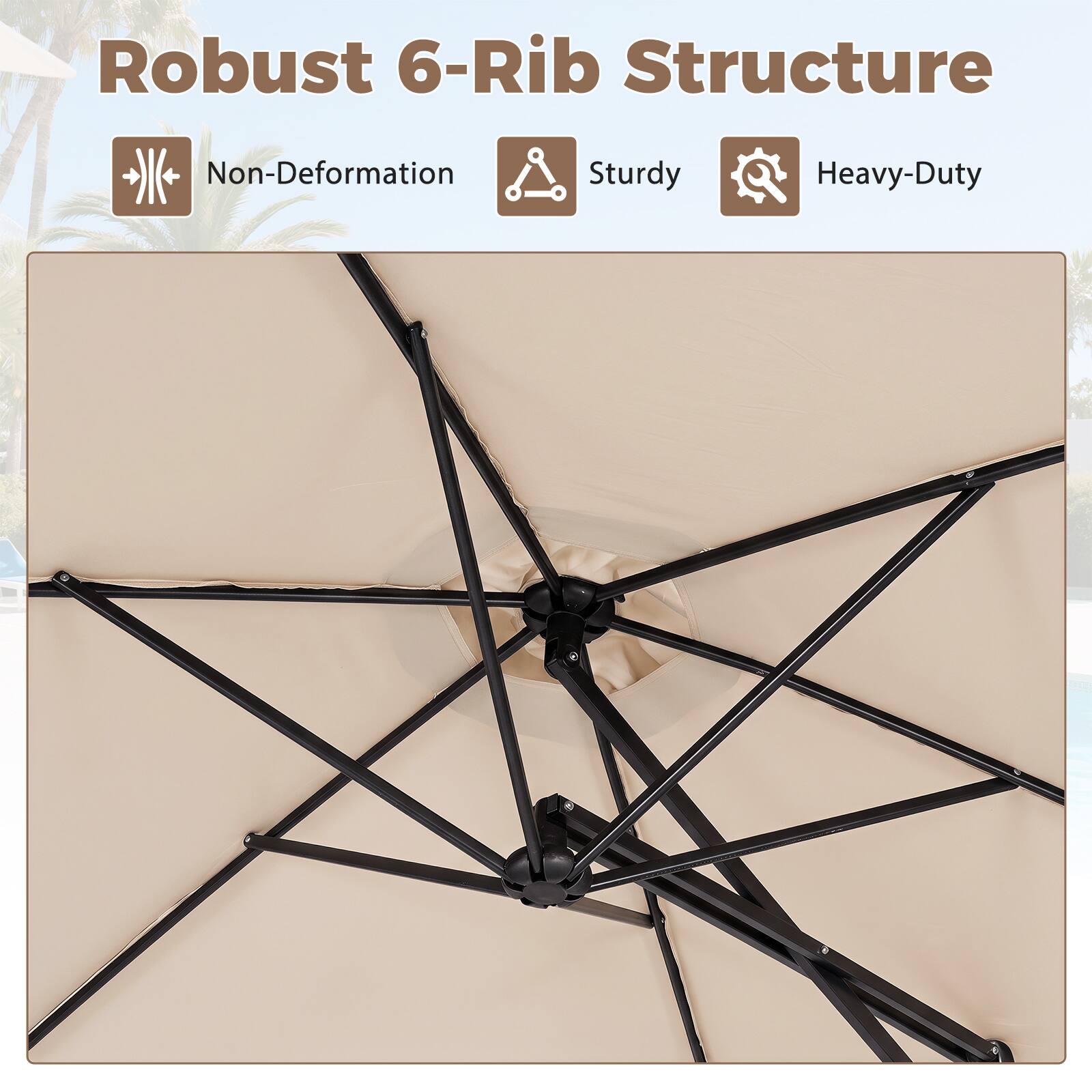 Robust 6-Rib Structure  
Non-Deformation  
Sturdy  
Heavy-Duty