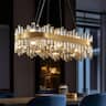 Siljoy - 16-Light K9 Crystal Chandelier, 35.4'' Rectangle Hanging Light with Adjustable Chain for Dining Kitchen Island - Gold
