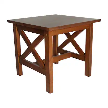 Front. Flash Furniture - Jasper Farmhouse Style Solid Wood End Table with Traditional X-Frame Design in Walnut - Brown.