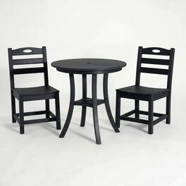 Boyel Living - 3-Piece HDPE Patio Bistro Set with Round Table and 2 Chairs - Black