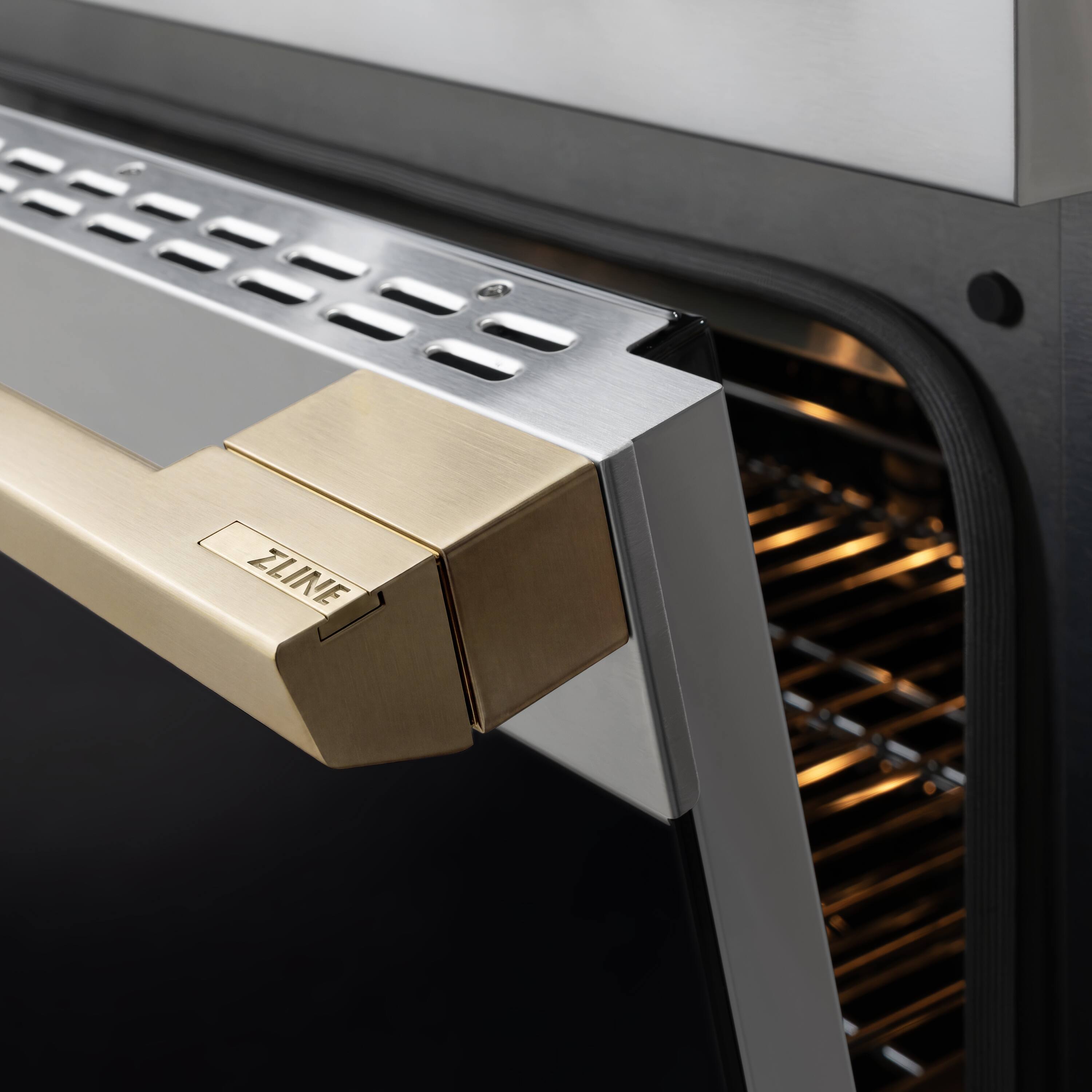Alt View 12. ZLINE - Autograph 36 in. 5.2 cu. ft. Marino Dual Fuel Freestanding Range w/ 6 Gas Burners & Convection Oven w/ Bronze Accents - Stainless Steel.
