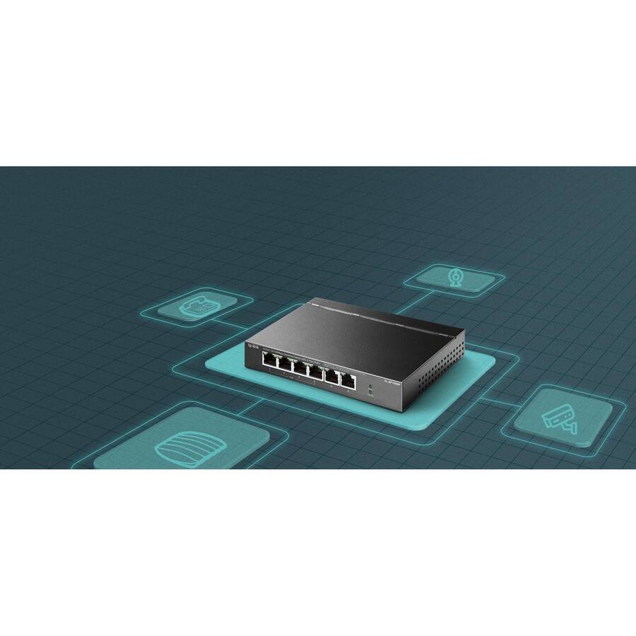Alt View 4. TP-Link - TP-Link TL-SF1006P - 6-Port Fast Ethernet 10/100Mbps PoE Switch - Limited Lifetime Protection - 4 PoE+ Ports @67W - Plug - Unknown.