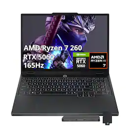 Lenovo - Legion 5 15.1" WQXGA Gaming Laptop,Ryzen 7 260,32GB DDR5,2TB SSD+1TB Dock Set,RTX 5060,Win 11 Pro - Black