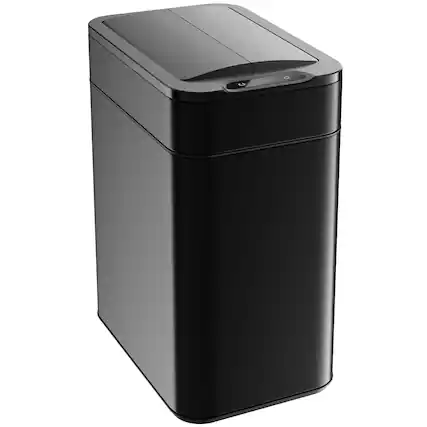 Front. hOmeLabs - 13 Gallon Kitchen Trash Can - Retractable Automatic Sensor Butterfly Lid, Battery-Operated with Batteries Included - Matte Black.