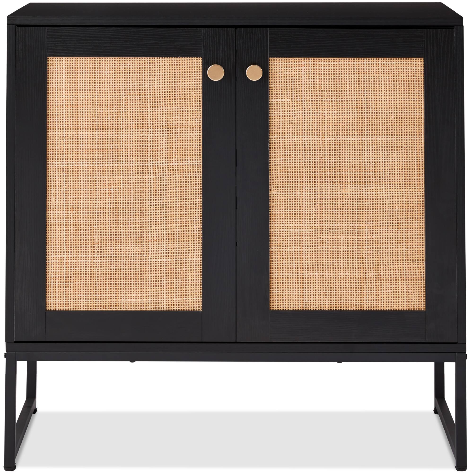 Front. Best Choice Products - Best Choice Products 2-Door Rattan Storage Cabinet, Accent Furniture, Cupboard w/ Non-Scratch Foot Pads - Black - Black.