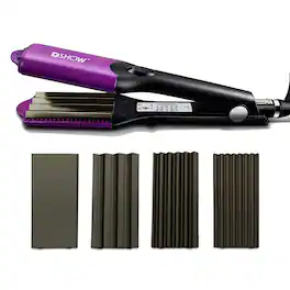DORLUKFU - Hair Crimper for Women with 4 Interchangeable Plates, Crimper Hair Iron Volumizing Flufft Hairstyle Crimping Iron for