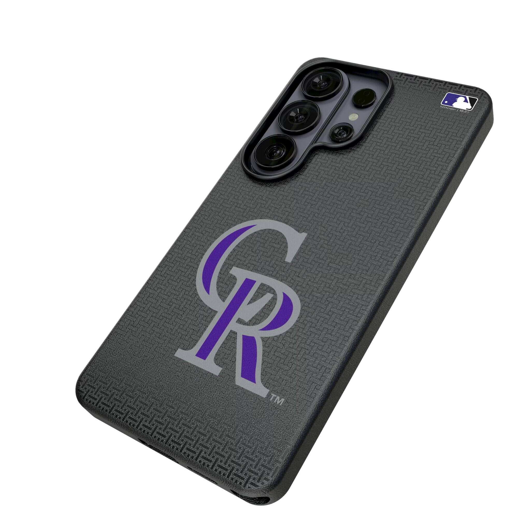 Alt View 1. Keyscaper - Colorado Rockies Linen Galaxy Magnetic Bump Case - S26 Ultra - Black.