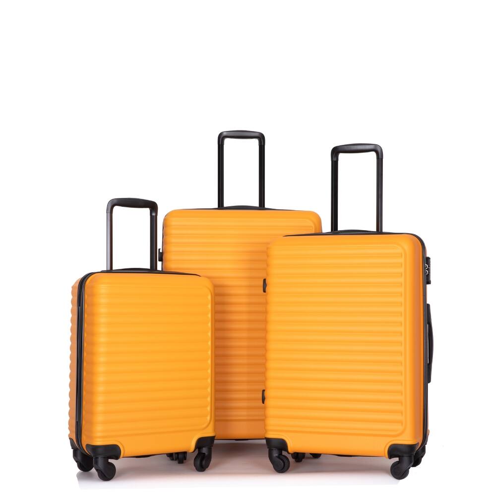 Front. Ropilly - Ropilly 3 Piece Luggage Set Orange Hard Case Luggage with TSA Lock 20 24 28 Inch - Orange.