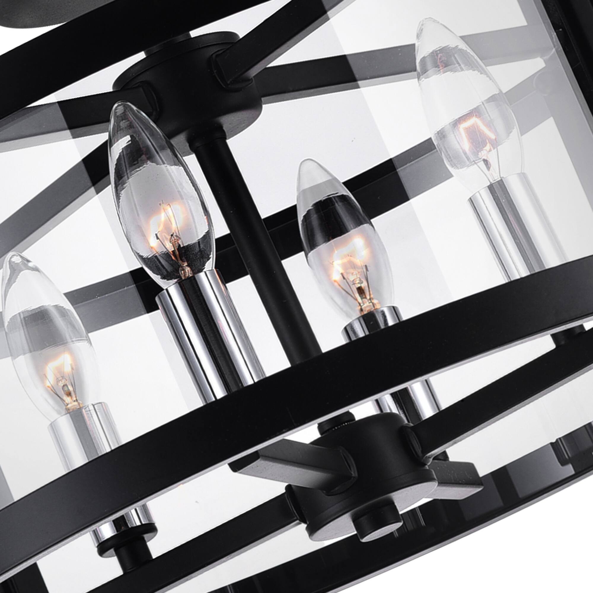 Angle. CWI Lighting - Miette 4 Light Cage Flush Mount With Black Finish - Black.