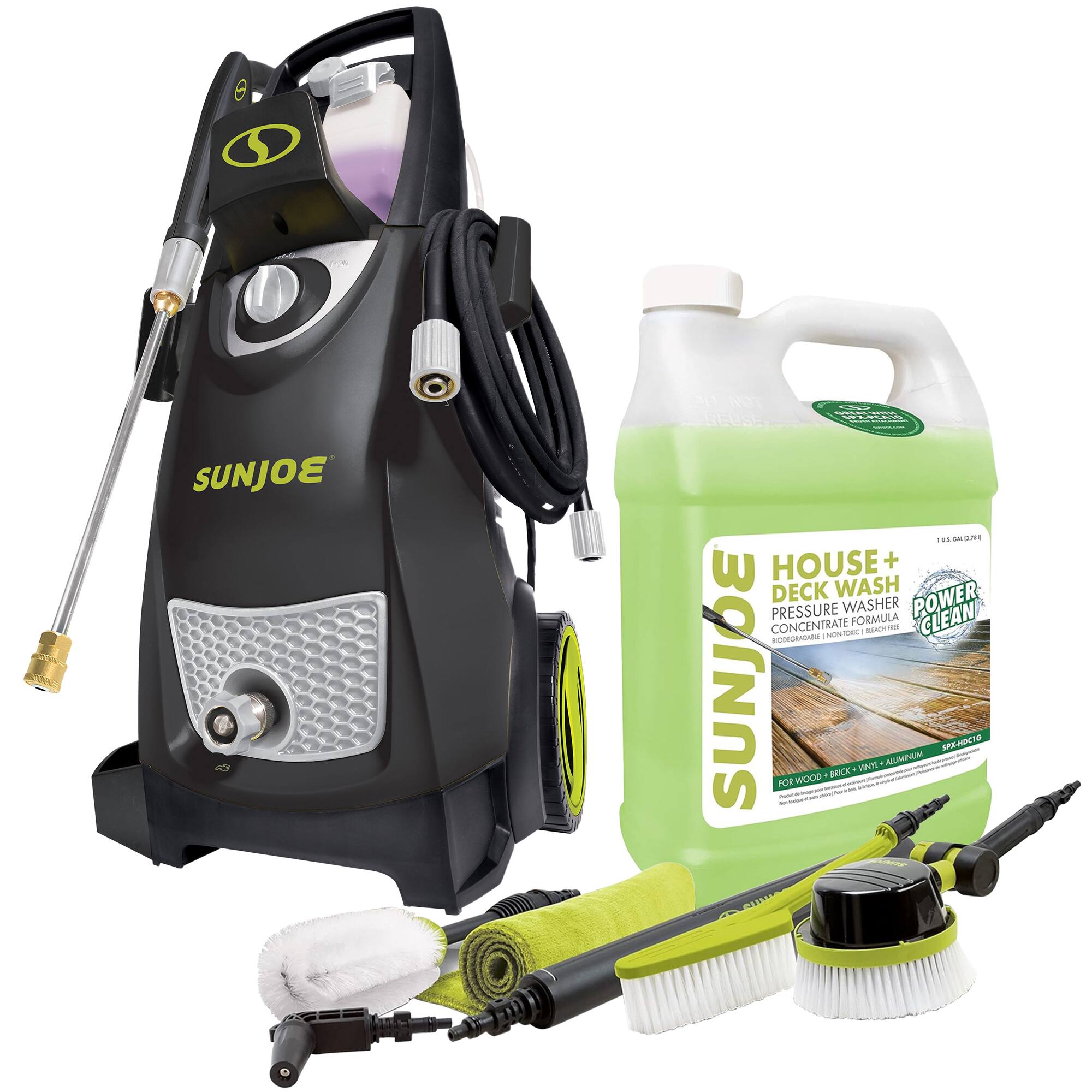 SUNJOE  
HOUSE + DECK WASH  
PRESSURE WASHER  
POWER CLEAN  
CONCENTRATE FORMULA  
FOR WOOD • BRICK • VINYL • ALUMINUM  
SPK 4000