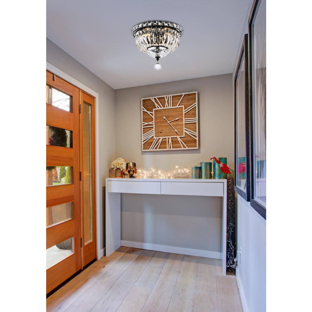 Left. Elegant Lighting - Tranquil 10 inch black flush mount - Black And Clear.
