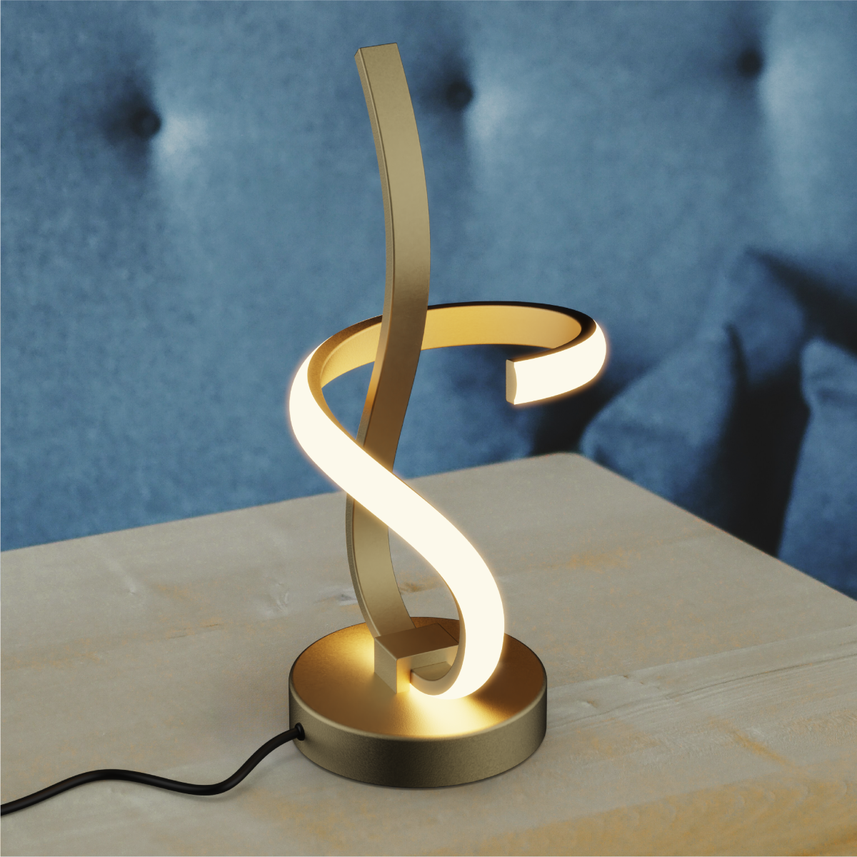 Alt View 2. Infibrite - Golden Swirl 12W LED Table Lamp 16 Inch, 3000K Warm Glow, Touch Control, Matte Gold Finish - White.